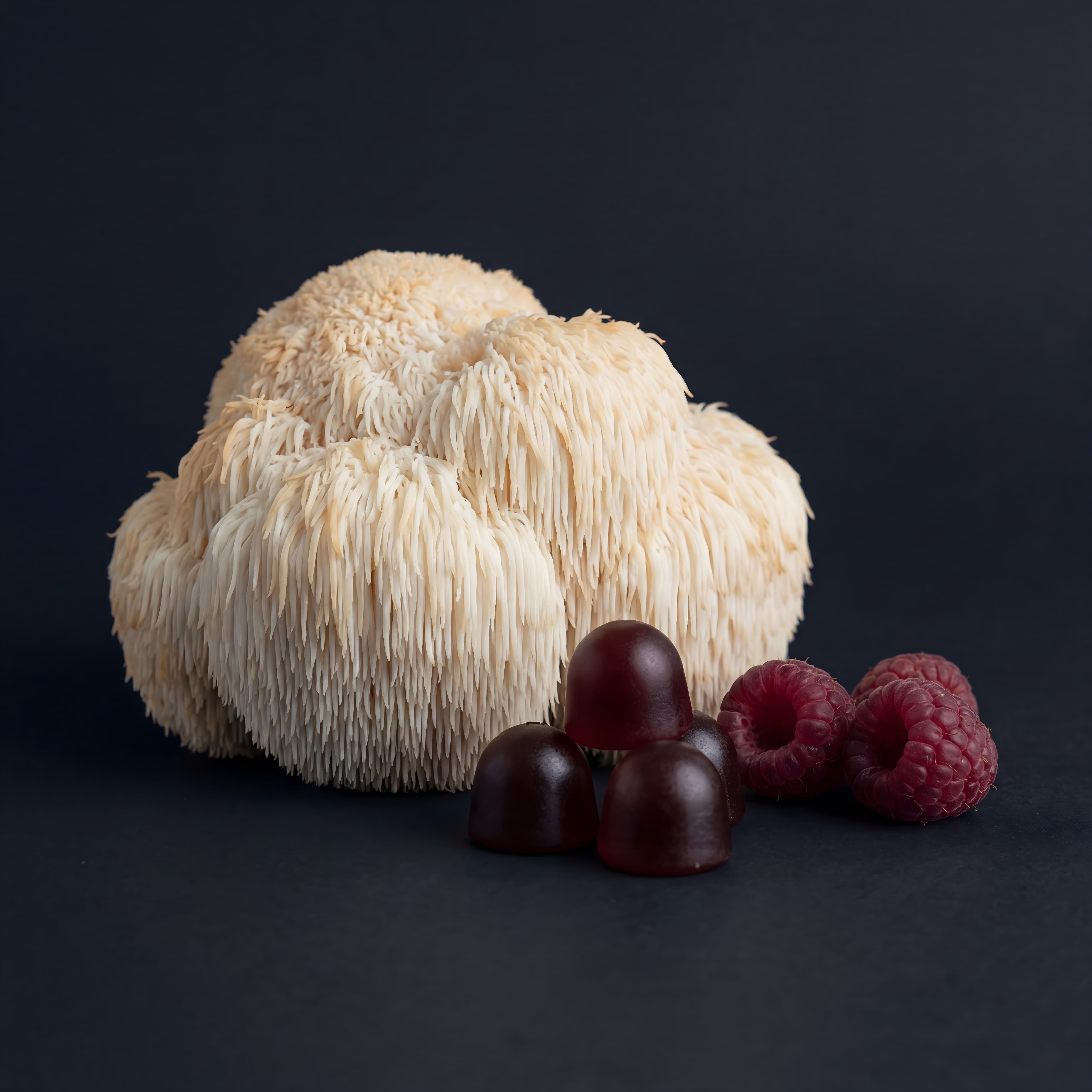 Lion’s Mane svamp med hindbær og gummies som ingrediensbillede